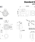 Dimensions of 2 Pin M12 Waterproof Panel Mount Connector DC 12V For AV Systems IP68 Rated Plug And Socket, Rugged PBT Plastic