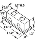 No Hassle Horizontal Sliding Window Rollers 2 Pack Heavy Duty Tandem Track Assemblies dimensions diagram showing size and measurements.