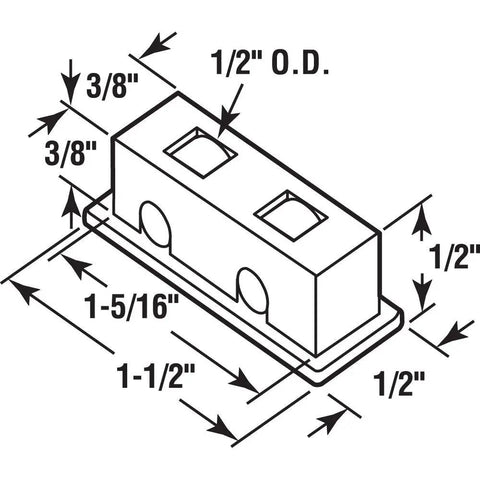 No Hassle Horizontal Sliding Window Rollers 2 Pack Heavy Duty Tandem Track Assemblies dimensions diagram showing size and measurements.