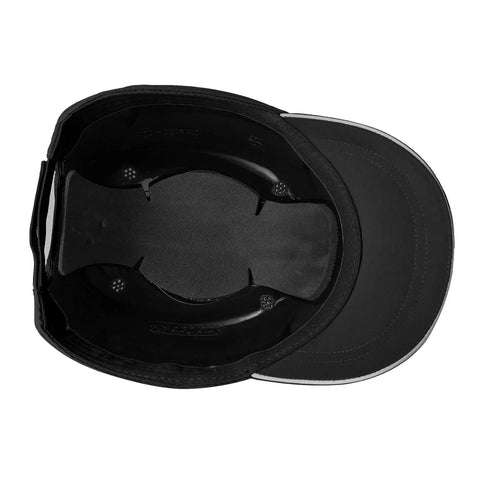Interior view of Bump Cap Baseball Hat Style Head Protection With Lightweight Design, Removable ABS Shell And Foam Padding.