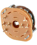 2 Pole 3 Position Rotary Switch Band Selector, 1 Deck, 8 Pins, 9mm Mounting Hole, beige housing, close-up view
