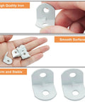 Forty Piece Heavy Duty White L Bracket Corner Brace Kit With Screws solid metal brackets showing high quality and smooth surface.