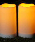 Lit Outdoor Solar Pillar Candles 3x6 Inches Waterproof Rechargeable Flameless Flickering Lights With Dusk To Dawn Sensor for garden