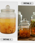 Hella Tough 2 Liter Airtight Glass Tea Canisters and Food Storage Jar Set with peaches in syrup for pantry freshness.