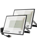 150W LED Flood Light Outdoor 15000 Lumens Crazy Bright Security Lights IP66 Waterproof White Beam with Plugs 2 Pack