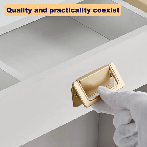 Hidden Flat Pull Handle Black Two Piece Set With Screws For Cabinets And Drawers Embedded Flush Mount