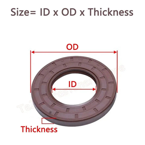 FKM Fluorine Rubber Oil Seal O Ring Assortment Kit With 2 Pcs Set Inner Diameters 20 22 23 24mm Pro Grade Seals For Automotive Systems Industrial Equipment Pumps Pipes Food Processing And Low Pressure Hydraulics. Diagram showing seal size measurement with ID, OD, and thickness.