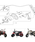 Diagram of Beefed Up Heavy Duty Mini Bike Drum Brake Lever Kit With Cable And Shoes Replacement for Coleman CT200U bikes.
