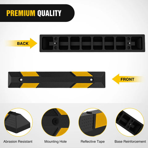 36 Inch Parking Curb 2 Pack Heavy Duty Rubber Garage Parking Stop Blocks For Cars SUVs And Trucks With Reflective Stripes