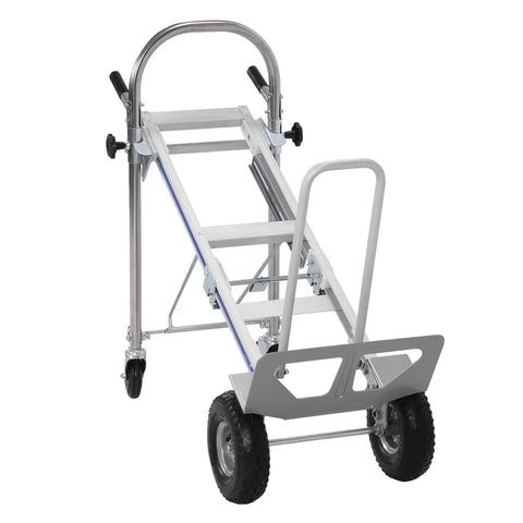 2 In 1 Industrial Convertible Aluminum Hand Truck Dolly Cart Heavy Duty With Stair Climber, 1000 Lb Capacity On Floor, 550 Lb On Stairs, Foldable And Compact For Appliances, Furniture, And Travel shown with stair-climber wheels