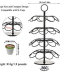 Coffee Pod Carousel Organizer With 360 Degree Revolving Base Holds 36 K Cup Pods Across Four Layers With Dimensions and Weight Shown
