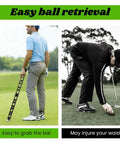 Man using Long Handle 33 Inch Golf Ball Retriever Grabber Durable Plastic Ball Picker Upper Tube Holds Up To 21 Golf Balls