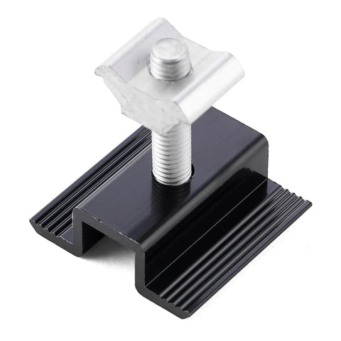 Aluminum clamp from Beefy 4 Panel Side By Side Roof Mount Kit For Shingle Or Metal Roof With Hardware Heavy Duty Aluminum Rails Black Finish