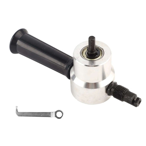 Double Head Metal Nibbler Drill Attachment For Electric And Pneumatic Tools, 160A Cutter in silver with handle and wrench