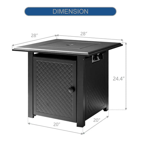 28 Inch Propane Fire Pit Table With 50000 BTU Steel Burner Outdoor Fire Pit For Patio Backyard And Garden, 28x28x24.4 in dimensions