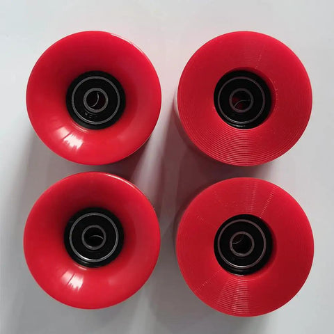 Top view of 60mm Cruiser Skateboard Wheels 80A With ABEC-9 Bearings And Spacers, Red Penny Board Ready Set