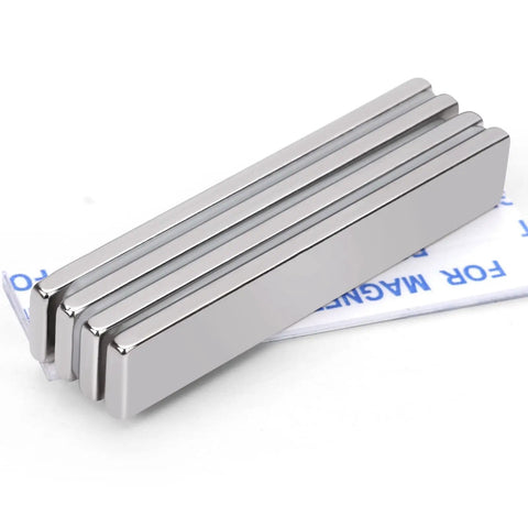 Four Pack Neodymium Bar Magnets With Double Sided Adhesive For Science Experiments STEM Projects Craft Fridge Kitchen Office 60 X 10 X 3 Mm