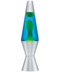 Classic 14.5 Inch Silver Base Lava Lamp With Yellow Wax In Blue Liquid For Instant Mood Lighting, Retro Glow, Mesmerizing Movement