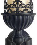 Close-up of a black gothic wall sconce, handcrafted iron crown design for taper candles, Kick Up Your Living Room Vibe With These Dope Black Gothic Wall Sconces Set Of Two Handcrafted Iron Crown And Scepter Candle Holders For Vintage Home Decor Style.