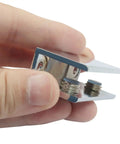 Close-up of Two Pack Heavy Duty Glass Shelf Brackets With Adjustable Clamp Clips For 10 To 12mm Glass, Square Wall Mounts