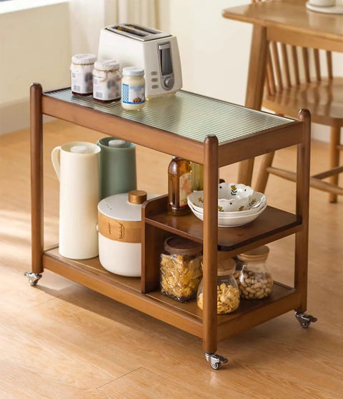 Wooden kitchen cart on 1 Inch Mini Swivel Caster Wheels Set Of 4 With 2 Brakes And 2 Without M6 X 15mm Rubber TPE Casters