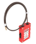 Adjustable Cable Lock Padlock with Built-In Cable, red body, rustproof, for industrial equipment maintenance and lockout security