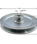 6 Inch Single Groove V Belt Pulley 1/2 Inch Bore Motor Pulley Carbon Steel Zinc Plated with measurements visible