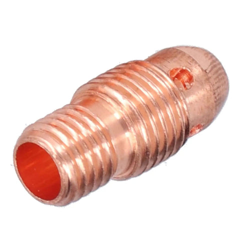 Heavy Duty Premium Copper TIG Collet Body Replacement Parts Fits 13N24 13N 796F WP 9F Torch close-up view, showcasing threading and bore.