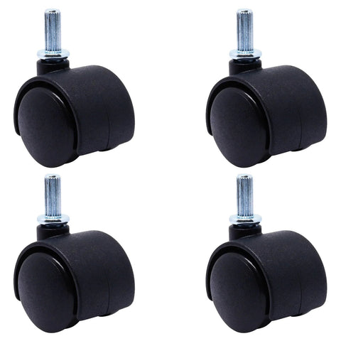 One Inch Swivel Caster Wheels Set Of Four With M6 15mm Straight Grained Rod Nylon Replacement Casters For Furniture Tables Cabinets And Office Chairs 29.3mm Diameter 33.5mm Width Sleeve Inserts Not Included, front view