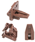 Universal Plastic Drawer Slides With Center Mounted Rails And Smooth Gliding Wheels For Hella Sturdy Dresser Bedside Cabinet Replacement Hardware Package Set Of Six, brown plastic components.