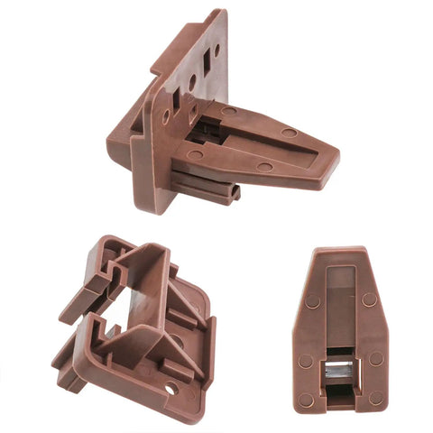Universal Plastic Drawer Slides With Center Mounted Rails And Smooth Gliding Wheels For Hella Sturdy Dresser Bedside Cabinet Replacement Hardware Package Set Of Six, brown plastic components.