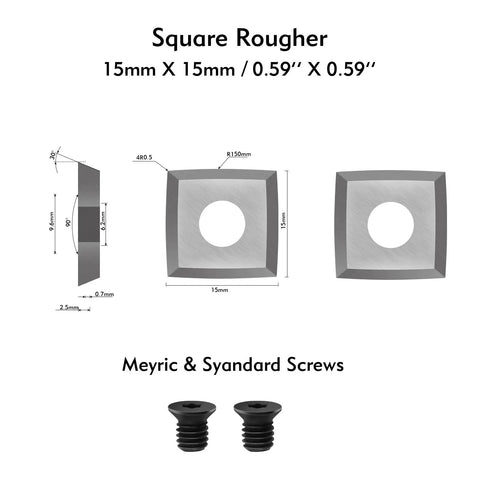 Shop Tested Heavy Duty Tungsten Carbide Cutter Inserts With Screws For Wood Lathe Tools includes 15mm square rougher with two screws.