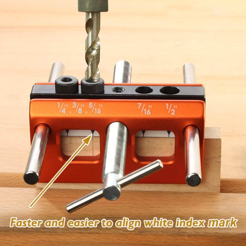 Patented Self Centering Dowel Jig Kit For Woodworking, Pro Grade Drilling Guide With 1/4, 5/16, 3/8, 7/16 And 1/2 Inch Bushings