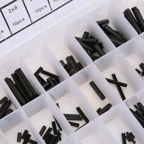 Elastic Cylindrical Pin Set 240 Pieces Carbon Steel Hollow Positioning Pins For Precise Assembly And Secure Alignment in box