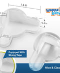Super Soft Transparent Baby Corner Protectors For Kiddos And Toddlers With Crystal Clear Baby Proof Furniture Edges Smooth As Butter No Sweat Install 12 Pack close-up of clear PVC guard with dimensions