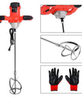 Heavy Duty Cement Mixer 1600W 110V Adjustable 6 Speed Concrete Mortar Drill Mixer For Home Projects with accessories