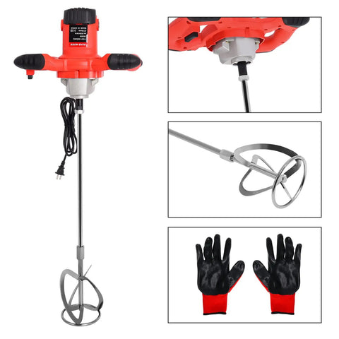 Heavy Duty Cement Mixer 1600W 110V Adjustable 6 Speed Concrete Mortar Drill Mixer For Home Projects with accessories