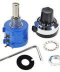 10K Ohm 2W Wirewound Multi Turn Potentiometer With 10 Turn Dial Counting Rotary Knob 6mm Shaft Adjustable Precision Potentiometer For DIY Electronics And Pro Projects kit including dial knob and tools.