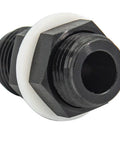 6AN To 6AN Male Flare Straight Fuel Line Bulkhead Fittings Aluminum Black Two Pack For High Pressure Fuel Lines, 37 Degree Sealing Angle