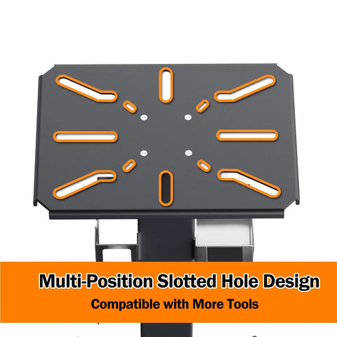 Dead Nuts Floor Mount Vise And Grinder Stand 34 Inches Tall Heavy Carbon Steel Shop Base bolt down rig with slotted top design.