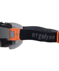 Side view of OTG Protective Safety Goggles You Can Rock Over Your Glasses, Anti Fog Tech, with adjustable fabric strap and indirect venting.