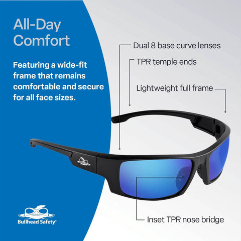 Dorado Safety Glasses With Dual Lenses ANSI Z87 Plus Blue Light Blocking UV Protection And Anti Scratch Coating Matte Black Frame