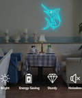 Blue Marlin Neon Sign Dimmable Led Wall Light for Home Decor in Ocean Theme Coastal Wall Art with USB Power in Living Room