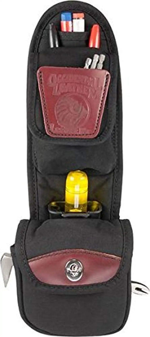 Front view of Stronghold Clip On Insta Vest Package with padded phone holster, showing multiple tool pockets and holders.