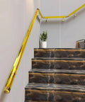 Clear Acrylic Stair Handrail With Dang Sturdy Gold Wall Brackets For Interior Or Exterior Steps on dark marble staircase.