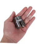 Lifkome Pvc Pipe Threader Tool Kit With Electric Drill For 1/2,3/4 And 1 Inch Plumbing Repair showing metal internal cutting bit in hand.