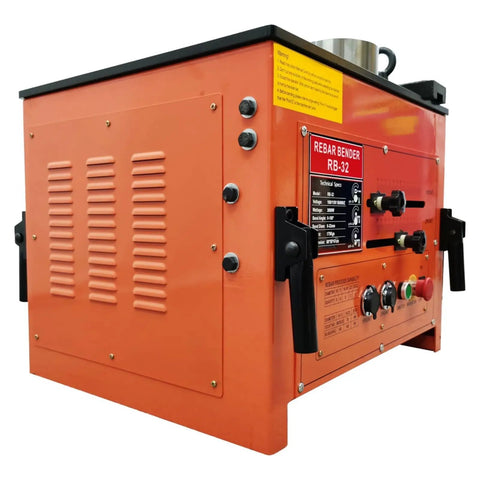 Plug And Play 110V Electric Rebar Bender Machine Handles Steel Bars 6mm To 32mm With Smooth 0 To 180 Degree Adjustment And Robust Bench Design That Gets Concrete Work Done In A Flash, detailed view from side.