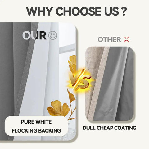 Comparison of Totally Blackout Flame Resistant Curtain With NFPA 701 Safety, 52 By 84 Inches, light gray vs dull coated curtain