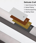 Industrial Sliding Glass Door Handles with plating layers diagram showing hard chrome, nickel, electrocoppering, and sealing glaze.