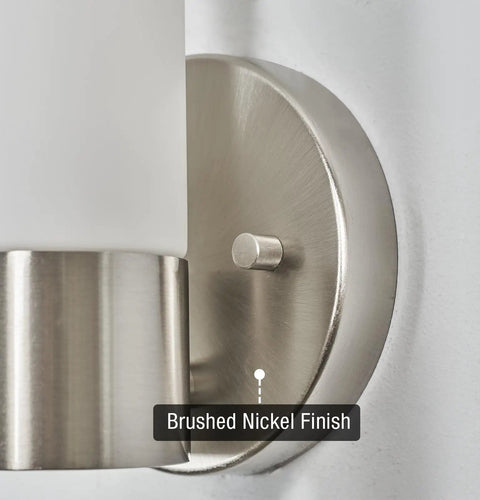 Set Of 2 Dope Modern Wall Sconces With Frosted Cylinder Glass Shade And Brushed Nickel Finish For Bathroom Powder Room Hallway Lighting Sleek Minimalist Contemporary Style